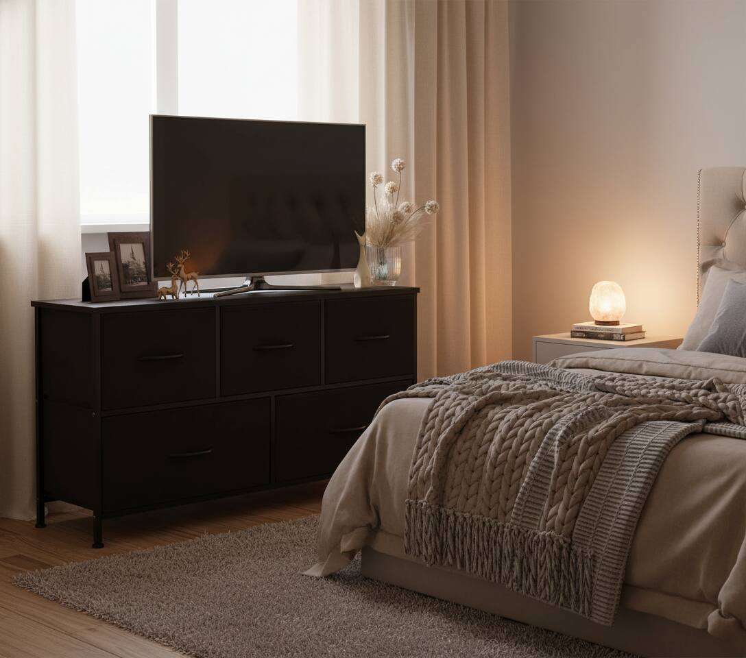 Alt View 5. AOITUN - 5 Drawer Fabric Dressers for Bedroom, Chest of Drawer Organizer Storage Cabinet for Closet, Entryway, Black - Black.