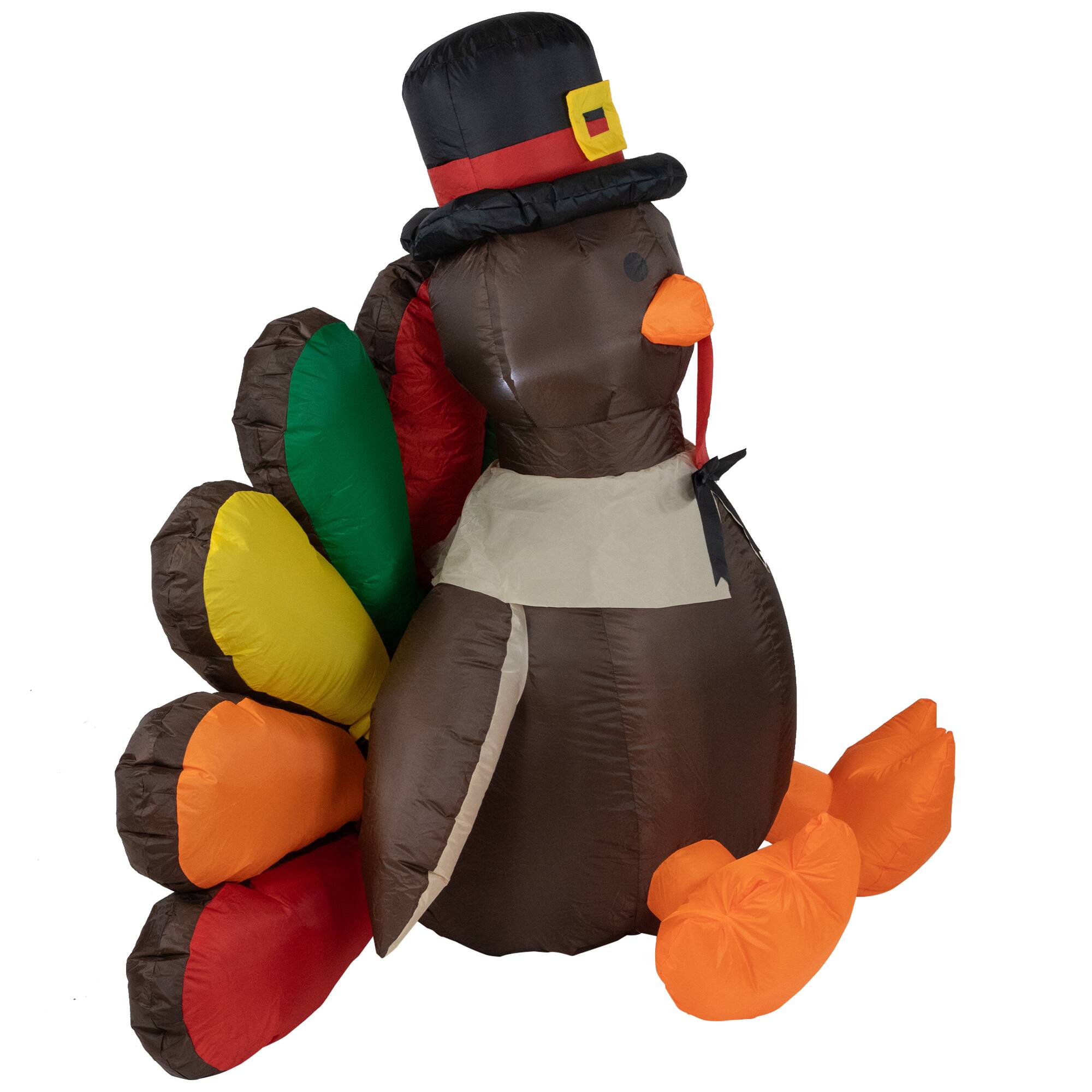 Alt View 4. Northlight - Pre-Lit Pilgrim Turkey Inflatable Thanksgiving Outdoor Yard Decoration - 6' - Multi.