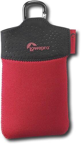 Angle Standard. Lowepro - Tasca 20 Neoprene Sleeve for Most Small Electronic Devices - Black/Red.