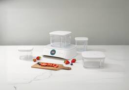 Silo - Deep Vacuum Food Storage System with 4 Containers, Built-In Scale and Alexa - White