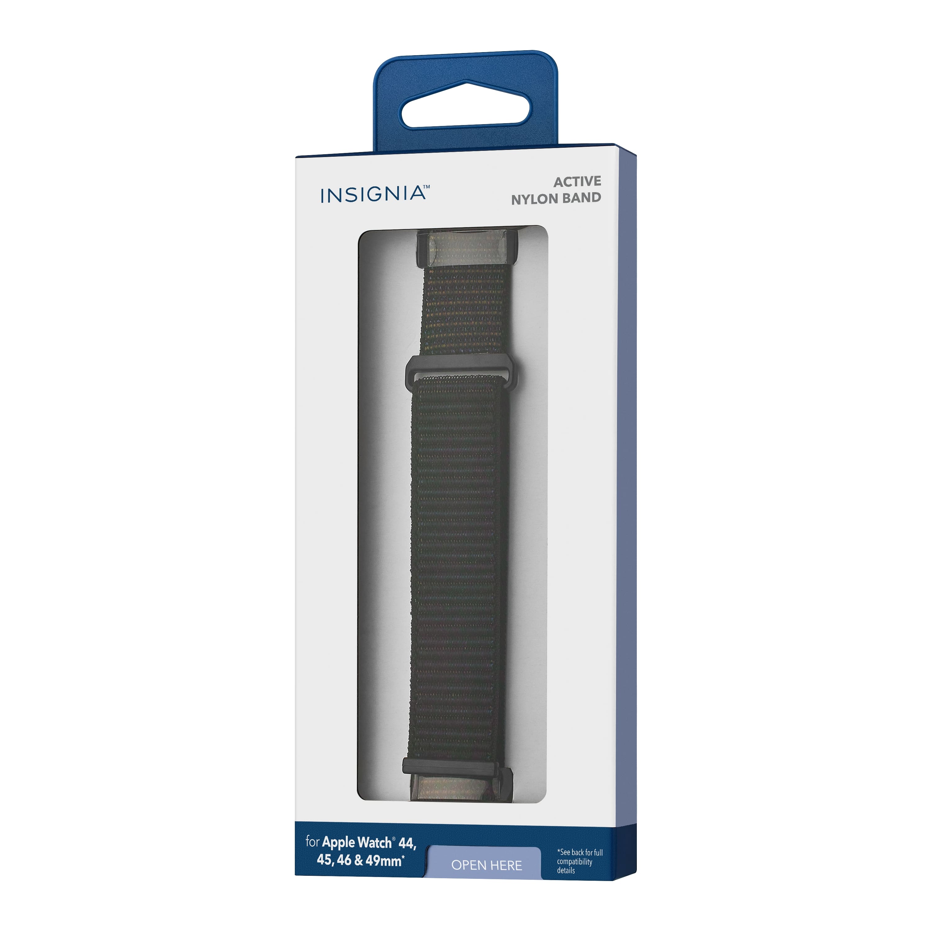 INSIGNIA™
ACTIVE NYLON BAND
for Apple Watch 44, 45, 46 & 49mm
OPEN HERE
*See back for full compatibility details