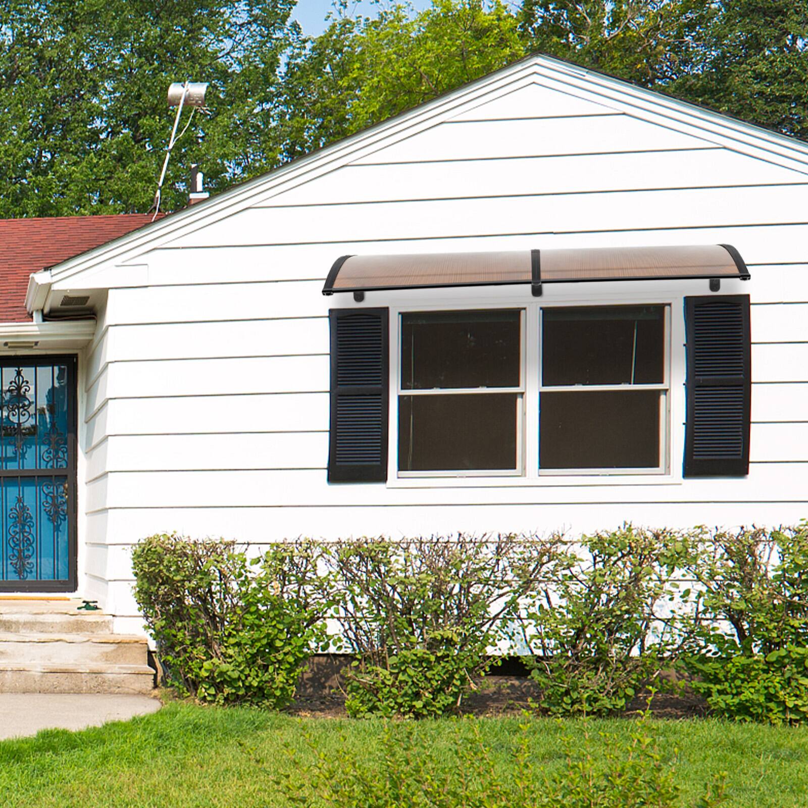 Angle. Winado - DIY 80"x 40"  Window Awning Canopy, Polycarbonate Front Door Patio Cover for UV, Rain, Snow & Sunlight Protection.