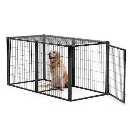 Front. Dexmalle - Dexmalle-63" Dog Kennel for Small Medium Dogs-Iron,Black.