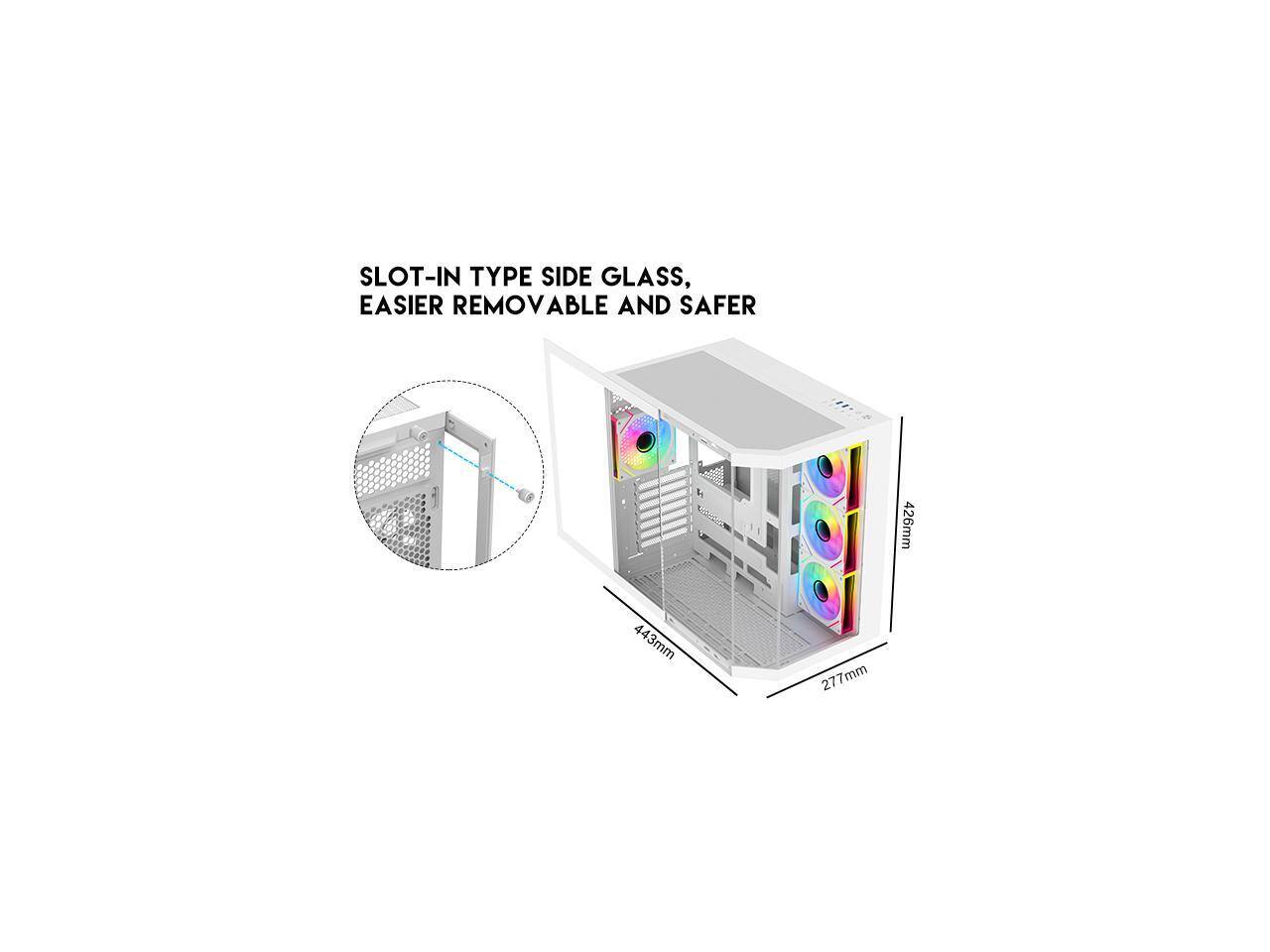 SLOT-IN TYPE SIDE GLASS, EASIER REMOVABLE AND SAFER

426mm  
443mm  
277mm