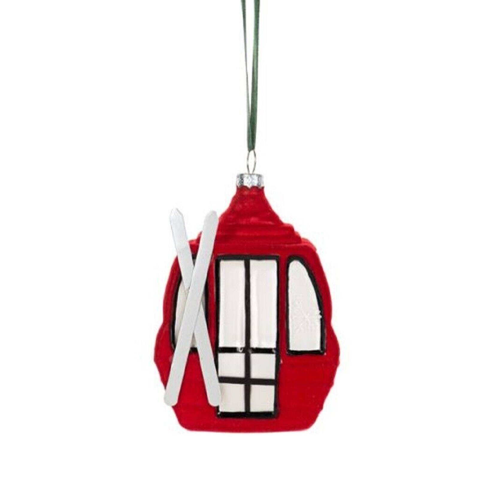 Front. Ganz - Ganz Flocked Gondola Christmas Tree Ornament 3.6 Inch Multicolor - Red.