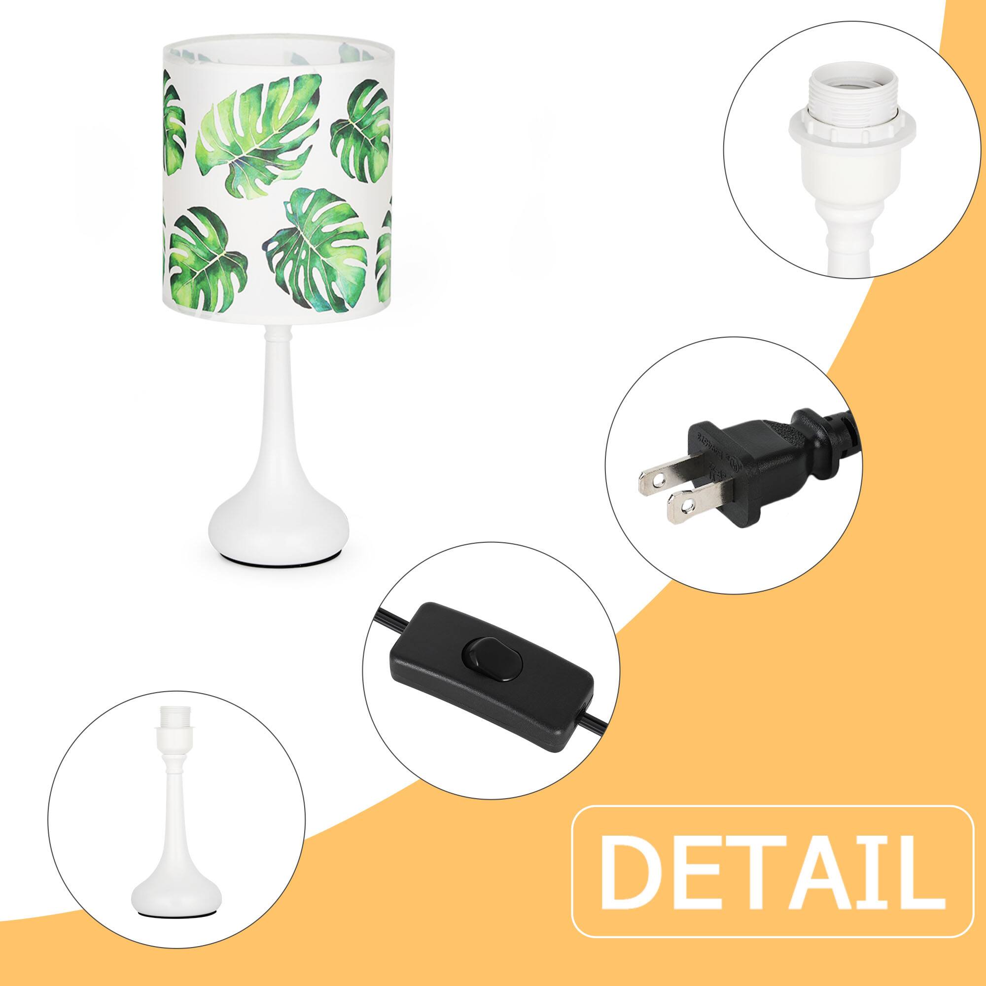 Back. Oumilen - Leaf Pattern Table Lamp Metal Base Home Decor, Mini Kids Beside Lamp.
