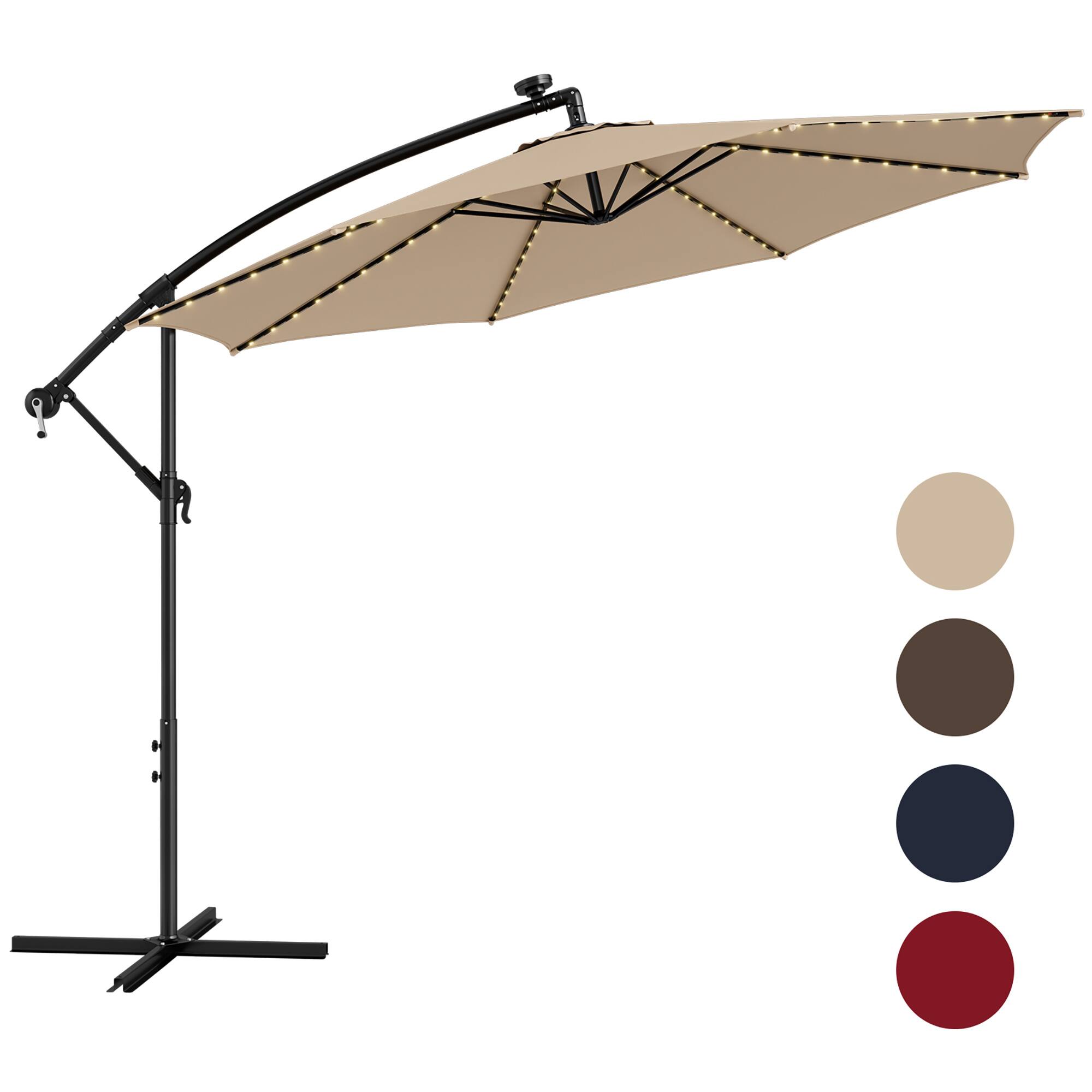 Gymax - 10 FT Offset Patio Umbrella Solar Powered Cantilever Umbrella w/ 112 LED Lights - Beige price history on PriceWatchPro