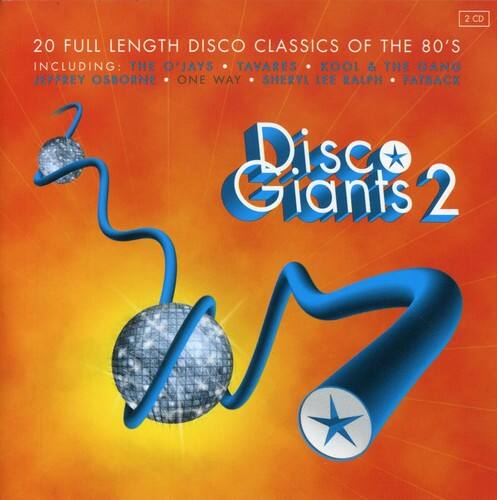 2 CD  
20 FULL LENGTH DISCO CLASSICS OF THE 80'S  
INCLUDING: THE O'JAYS, TAVARES, KOOL & THE GANG, JEFFREY OSBORNE, ONE WAY, SHERYL LEE, RALPH, FATBACK  
Disco Giants 2