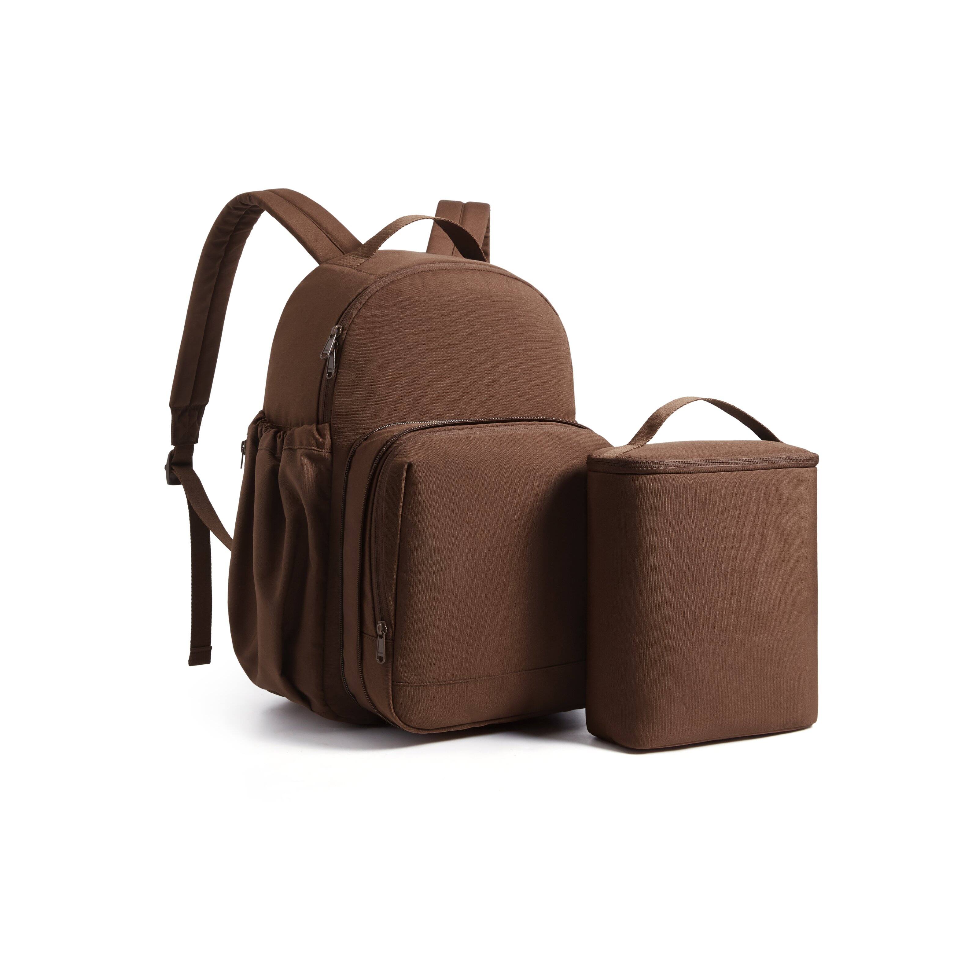 Angle. Bagsmart - Commuter Backpack 32L, Laptop Daypack with Detachable Insulated Lunch Bag for Work, College & Daily Travel - Brown.