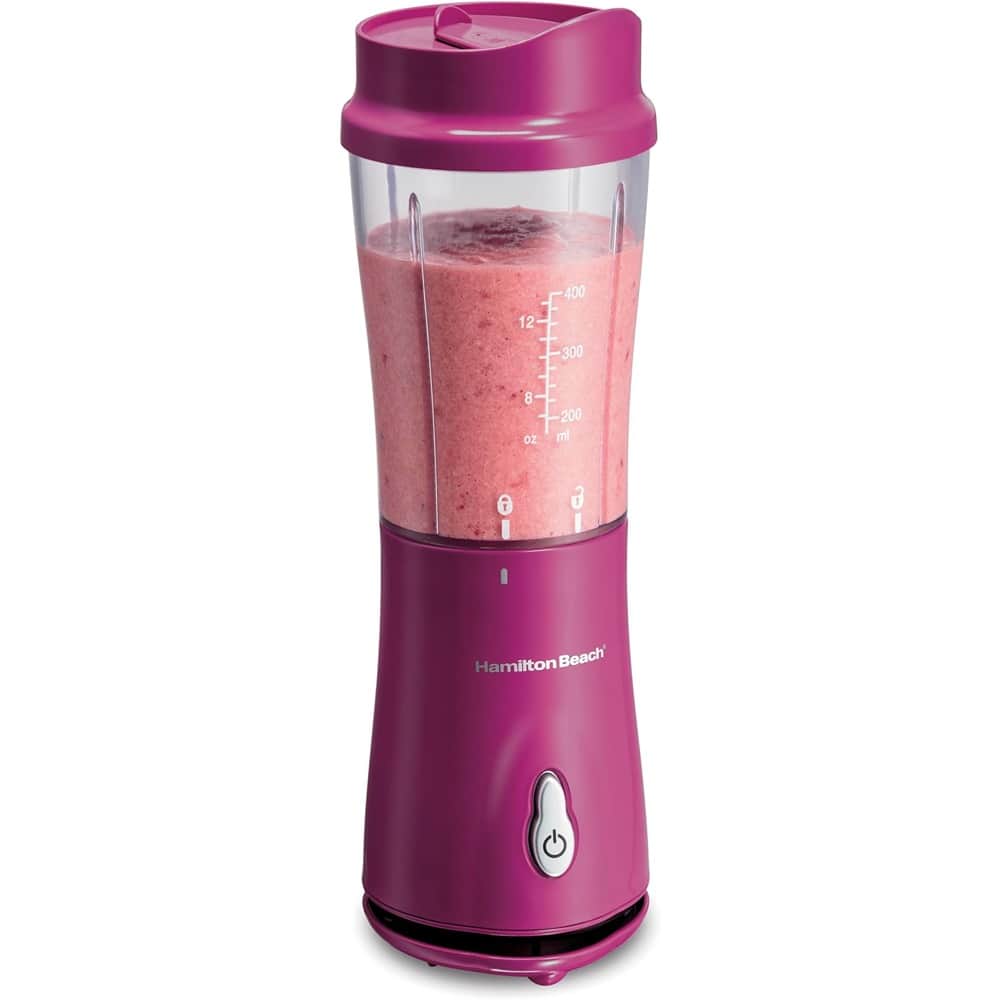 Schertz - Portable Blender, 14oz BPA-Free Travel Cup & Lid | Personal Smoothie Blender with Stainless Steel Blades for Shakes & Sm - Raspberry