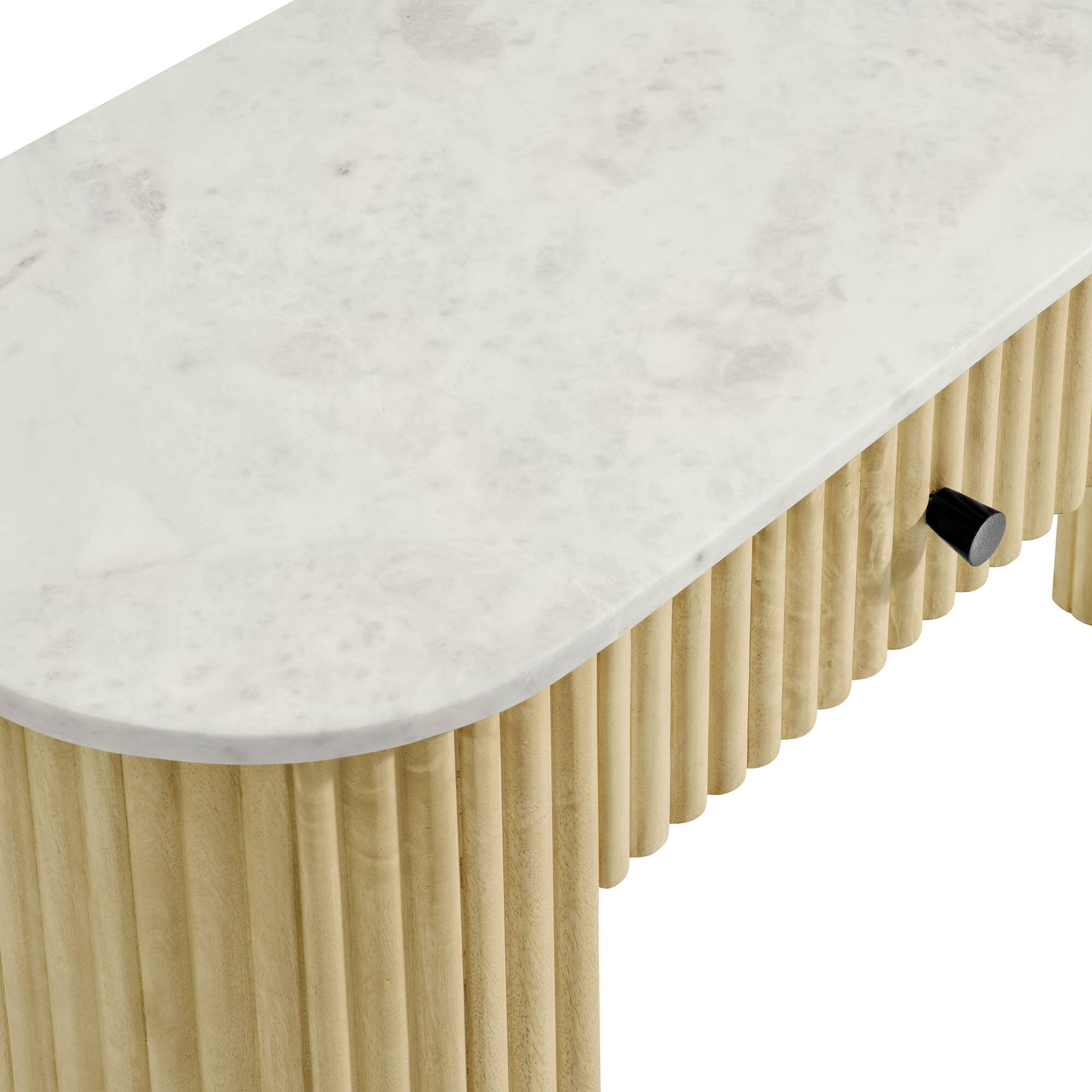 Alt View 6. Modway - Caldera 42" Curved Solid Wood and Marble Console Table by Modway - Natural.