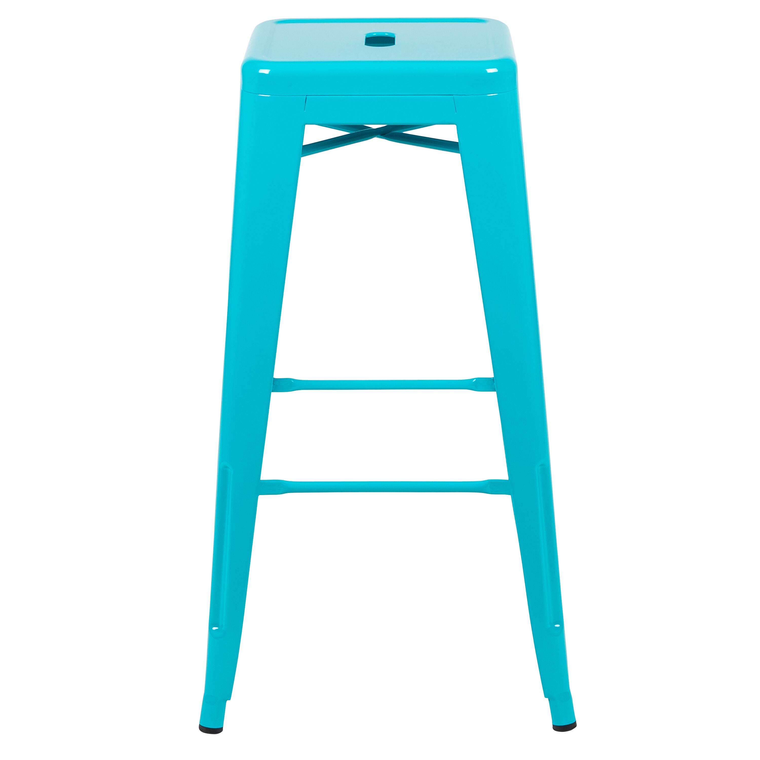 Alt View 6. Emma + Oliver - 4 Pack 30" High Metal Indoor Bar Stool - Stackable Stool - Teal.