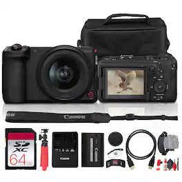 Bundle - Canon - EOS R6 V Mirrorless Camera w/RF20-50mm F4 PZ Lens Travel Kit - Black
