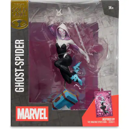 TSFARLANE GOLD LABEL COMPSTI GHOST-SPIDER MARVEL 14+ e AMAO Se SERMAN INSPIRED BY THE AMAZING SPIDER-MAN ISSUE# 1
