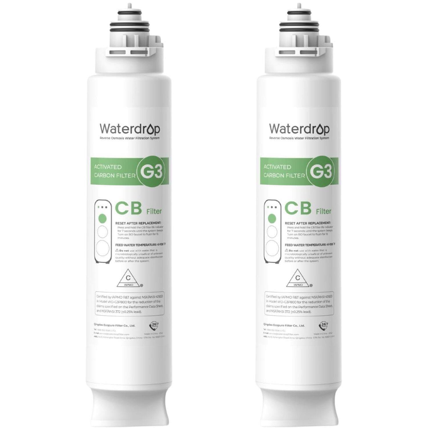 Waterdrop - WD-G3-CB Filter, Replacement for WD-G3-W, WD-G3P600 and WD-G3P800-W Reverse Osmosis System, 1-year Lifetime - White