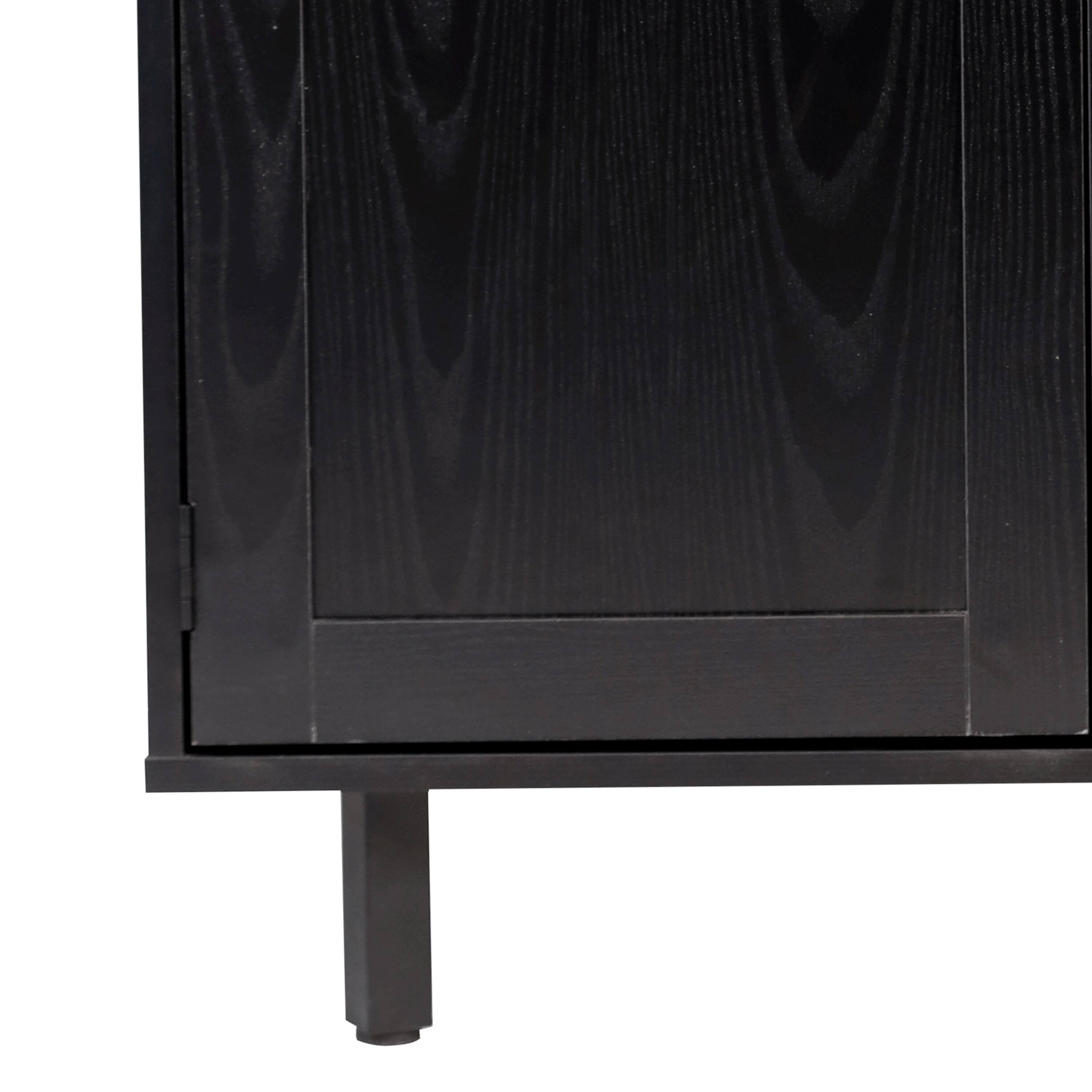 Alt View 9. Emma + Oliver - Classic Sideboard and Bar Cabinet with Open and Closed Storage - Black.