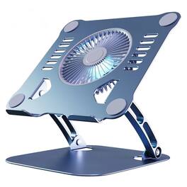 HongFei - Laptop Cooling Pad Stand - Adjustable Height, 3-Speed Fan, Fits 11-15.6" Laptops - Blue & Gray