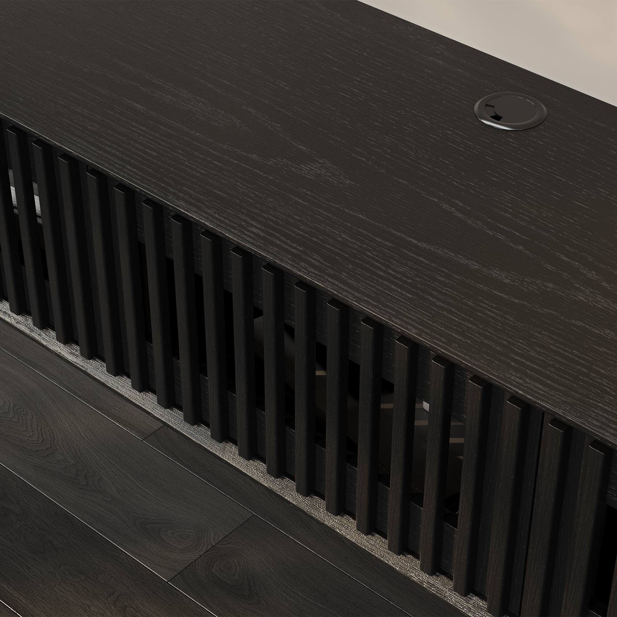 Alt View 1. POVISON - 63" Black Floating TV Stand, Modern Minimalist, Four Drawers, Fully-Assembled - Black.