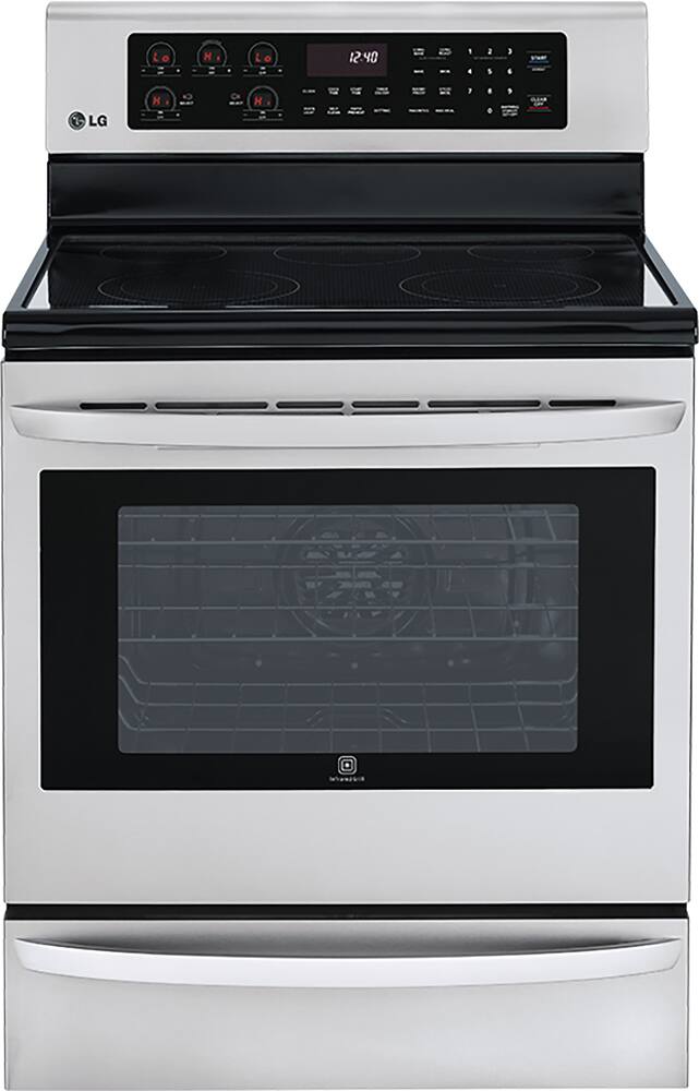 Front. LG - 30" Self-Cleaning Freestanding Electric Convection Range - Stainless Steel.