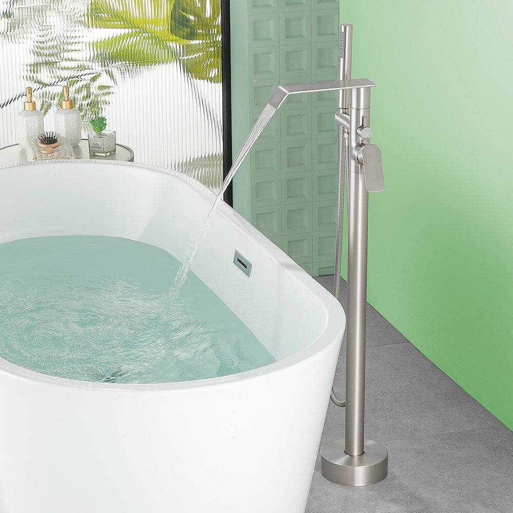 Alt View 1. Boyel Living - Brushed Bathtub Faucet 2-Function Brass Pressure Balance Valve 3-Function Hand Shower 1.5m SUS304 Hose - Brushed Nickel.