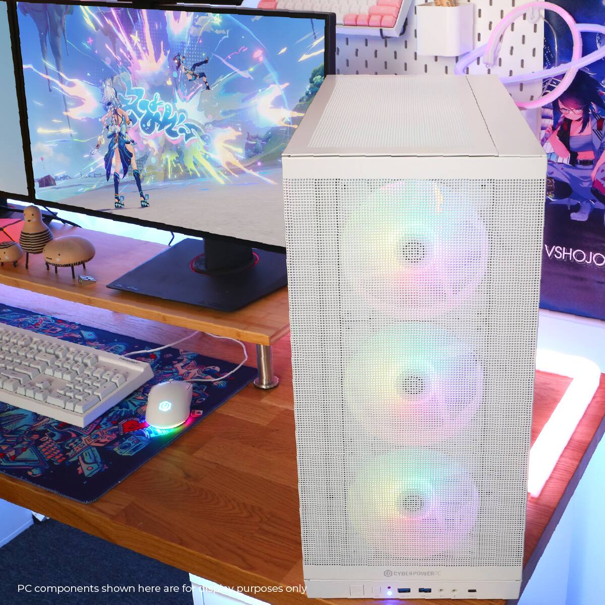 The text on the image reads: "PC components shown here are for display purposes only."