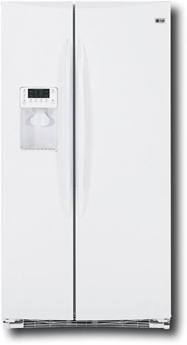 Front Standard. GE - Profile 25.5 Cu. Ft. Side-by-Side Refrigerator with Thru-the-Door Ice and Water - White-on-White.