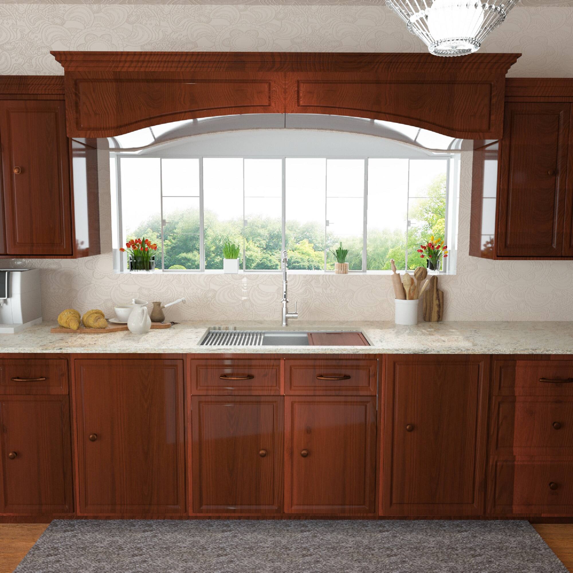 Angle. Lordear - 30"x19"x 10" Single Bowl Undermount Workstation 16 Gauge Stainless Steel Kitchen Sink - Stainless steel.