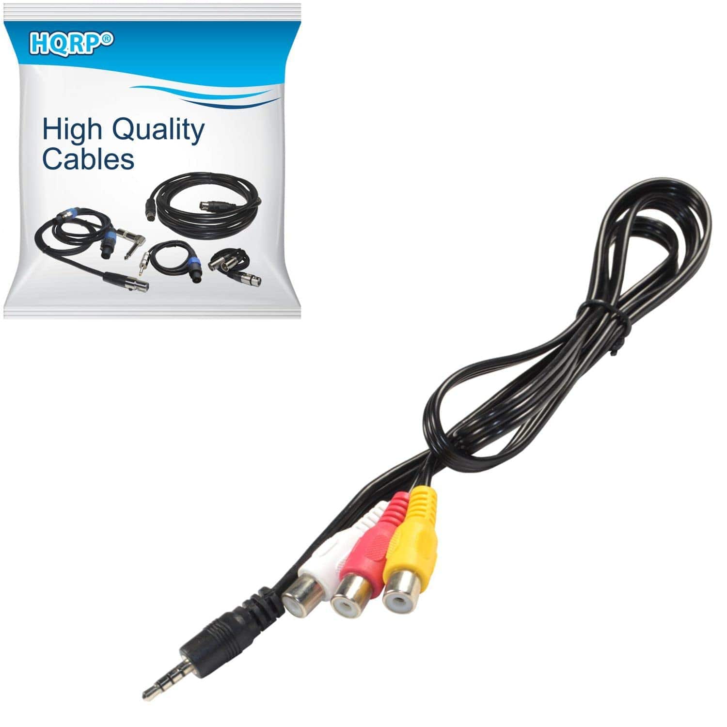 HQRP - 3.5 mm AUX to 3 RCA Female Composite A/V Adapter - Replacement CD-RM10 for Pioneer Head Units - Black