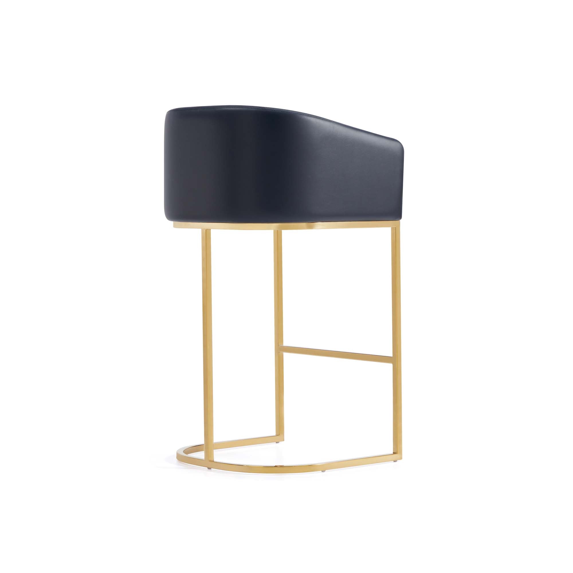 Alt View 3. Manhattan Comfort - Louvre Mid-Century Modern Metal Upholstered Barstool - Black.