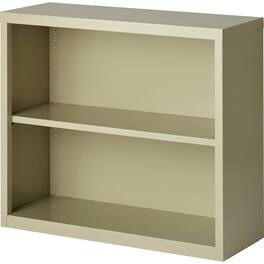 Lorell - Fortress Series Bookcase 34.5" W x 13" D x 30" H 2 x Shelf Putty Powder Coated Steel Recycled - Putty|Beige