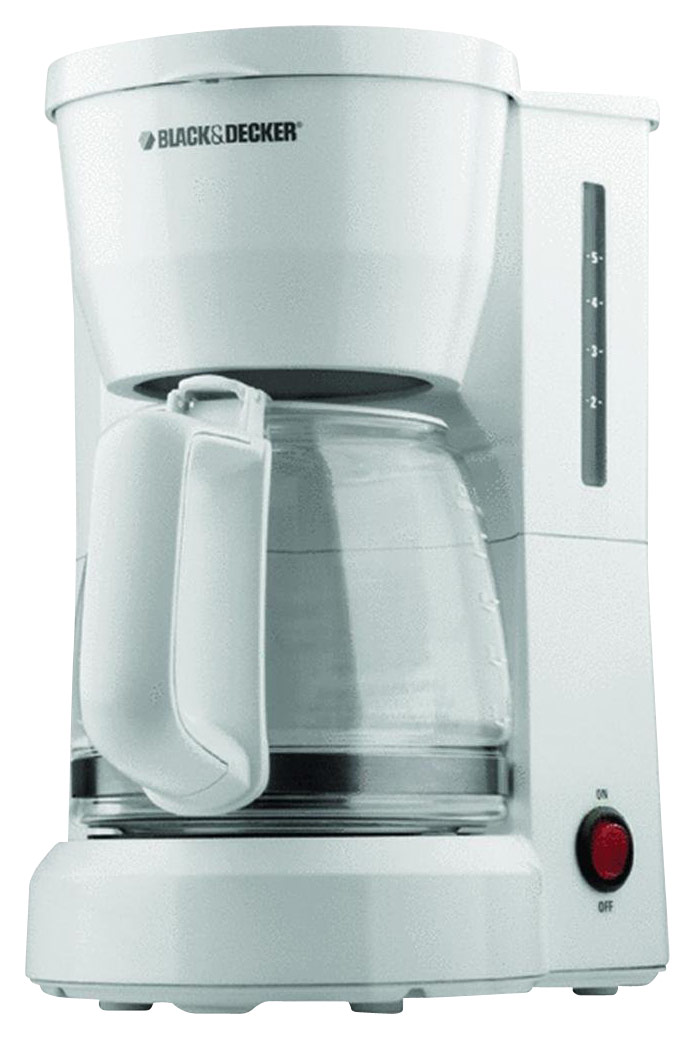 White DCM600W BLACK+DECKER 5-Cup Coffeemaker with Glass Carafe