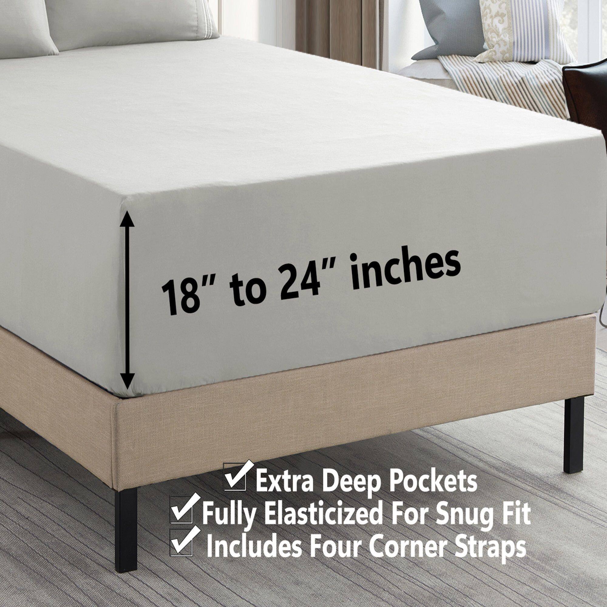 Sweet Home Collection - 18"-24" Extra Deep Pocket, 4-Piece Bed Sheets Set, Full - Silver