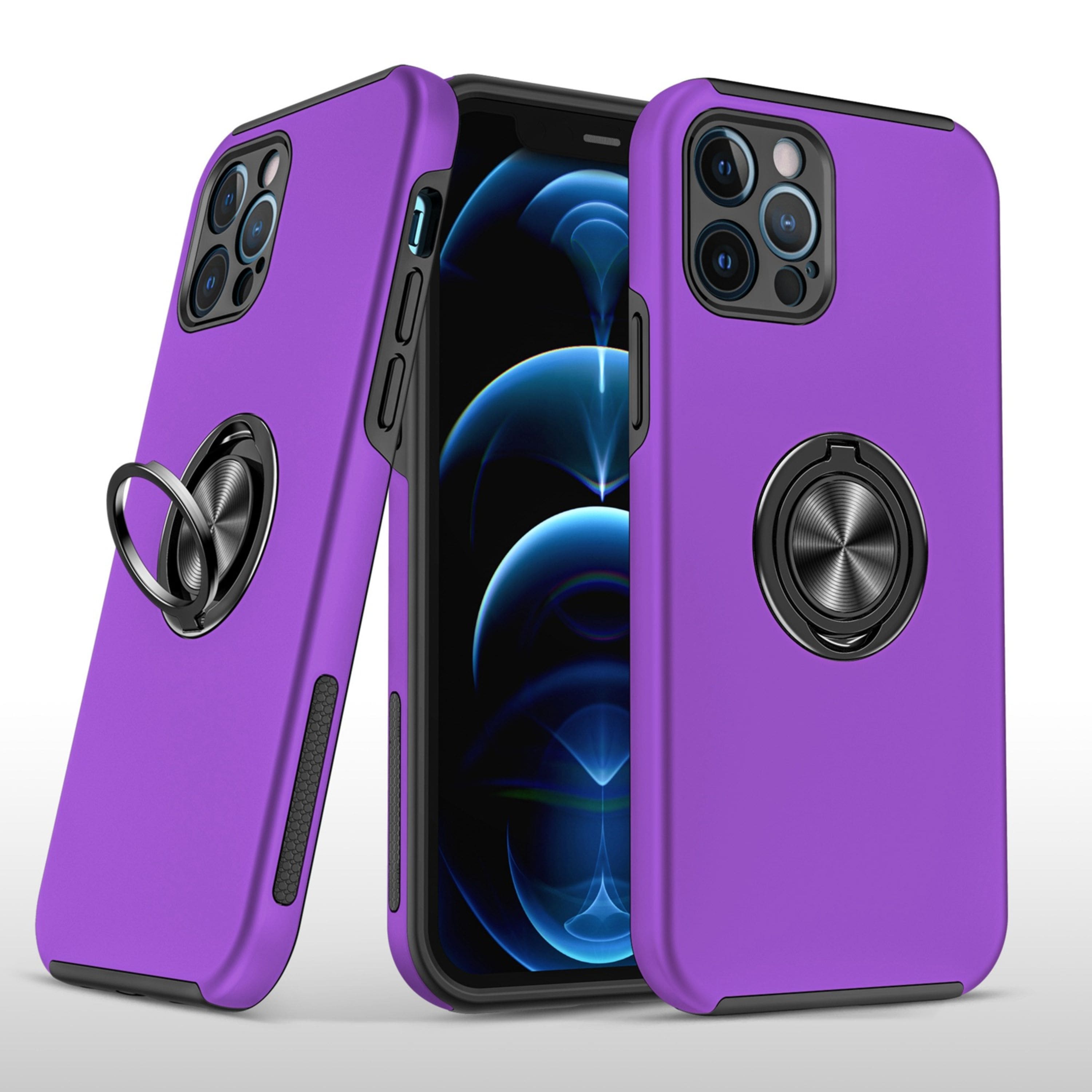 Kitcheniva - Dual Layer Magnetic Ring Stand Case With 2 Pcs Tempered Glass For iPhone 15 Pro - Dark Purple price history on PriceWatchPro