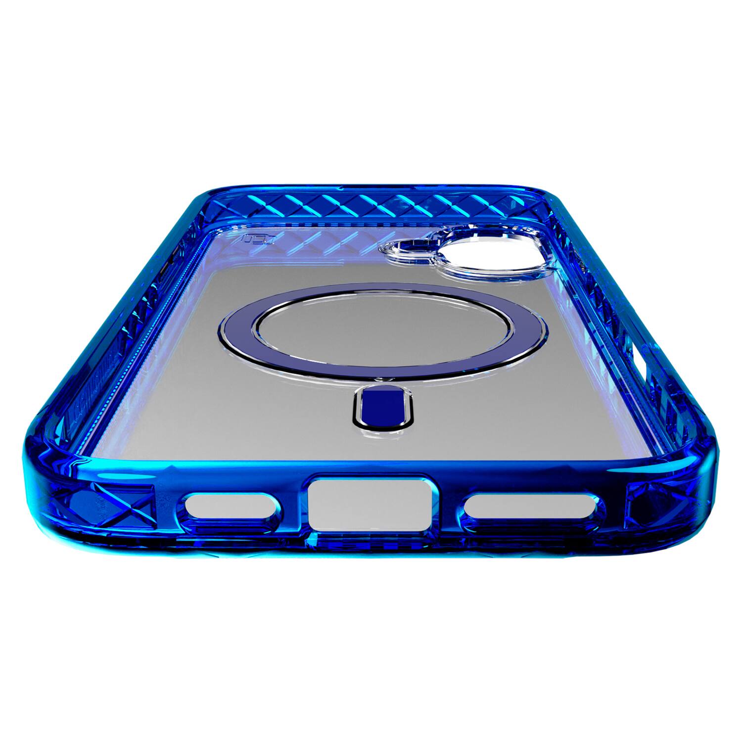 Angle. Cellhelmet - Magnitude Series MagSafe Compatible Case for iPhone 16 Plus - Bermuda Blue.