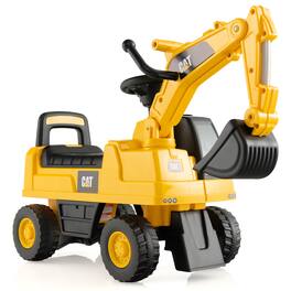 Gymax - Licensed Caterpillar Kids Rid-On Digger Excavator Toy w/ Rotatable Digging Bucket & Hidden Storage - Yellow