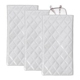 Unique Bargains - 3pcs Squeeze Top Sunglass Pouch, Lattice PU Leather Soft Eyeglass Pouch, Portable Travel Storage for Women/Men - Silver