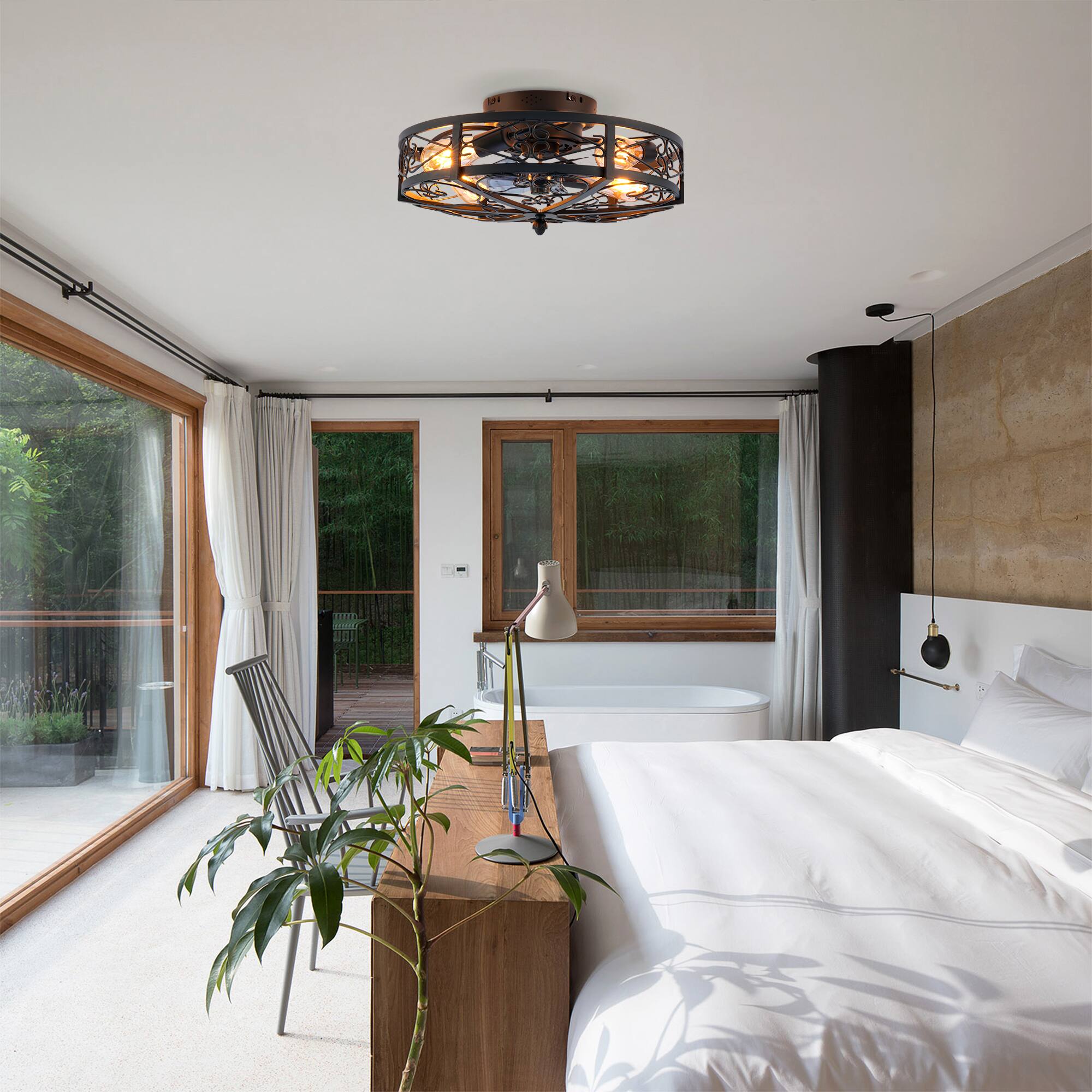 Alt View 1. GOODSILO - 20'' Ceiling Fan with Remote, 6-Speed, Reversible Motor, Timer (Bulbs Not Included) - Matte Black.