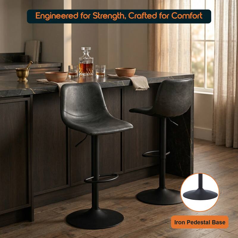 LeisureMod Tilbury Modern Adjustable Bar Stool with Footrest, 360 ...