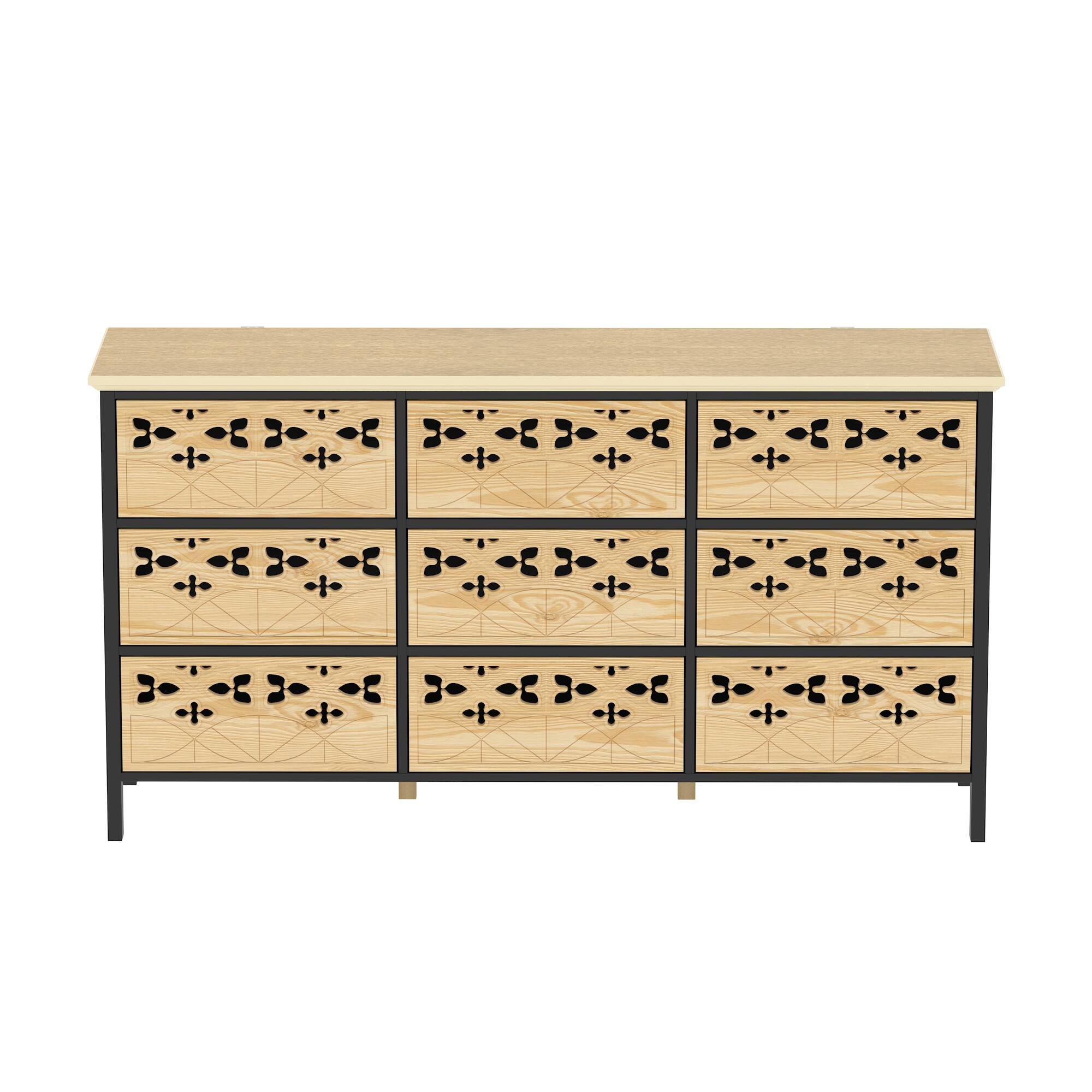 FUFU&GAGA - Carved Dresser: Anti - Tip, Stylish Storage for Any Style - Wooden