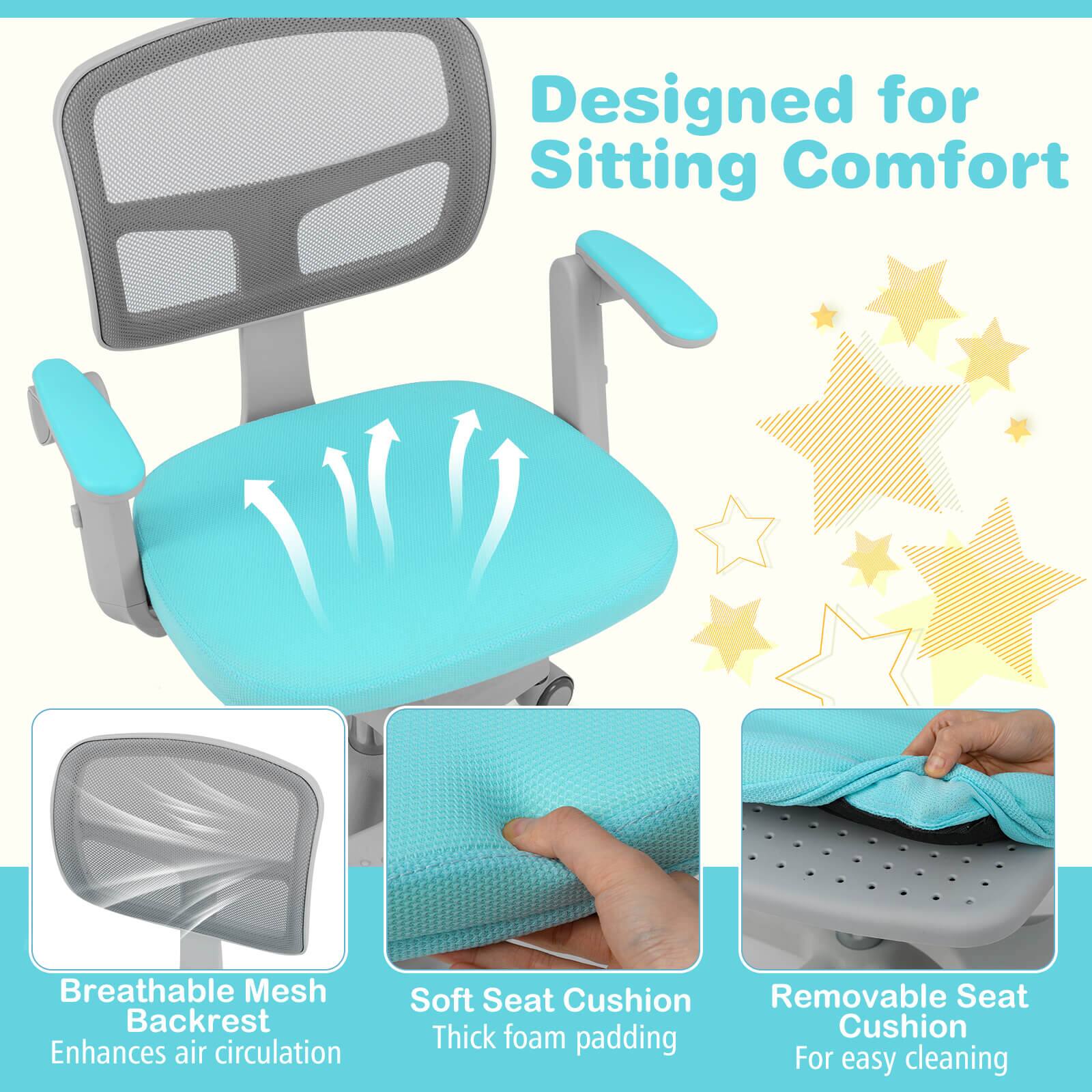 Designed for Sitting Comfort

Breathable Mesh Backrest  
Enhances air circulation

Soft Seat Cushion  
Thick foam padding

Removable Seat Cushion  
For easy cleaning