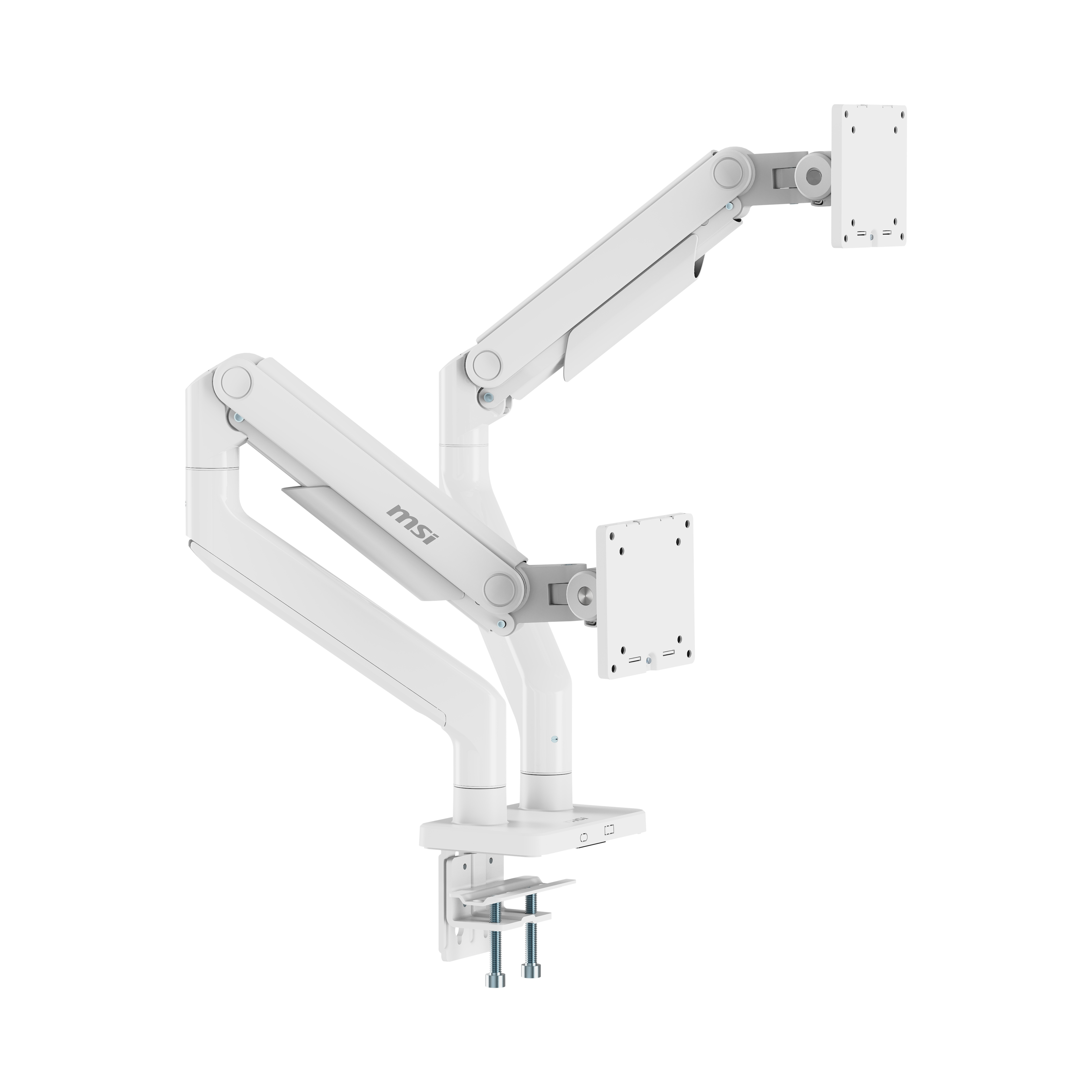 Angle. MSI - MSI MPG MT201DW - Dual Monitor Stand, 17-45", VESA, Spring Assisted, 44 lbs, Clamp/Grommet, Black - Matte White.