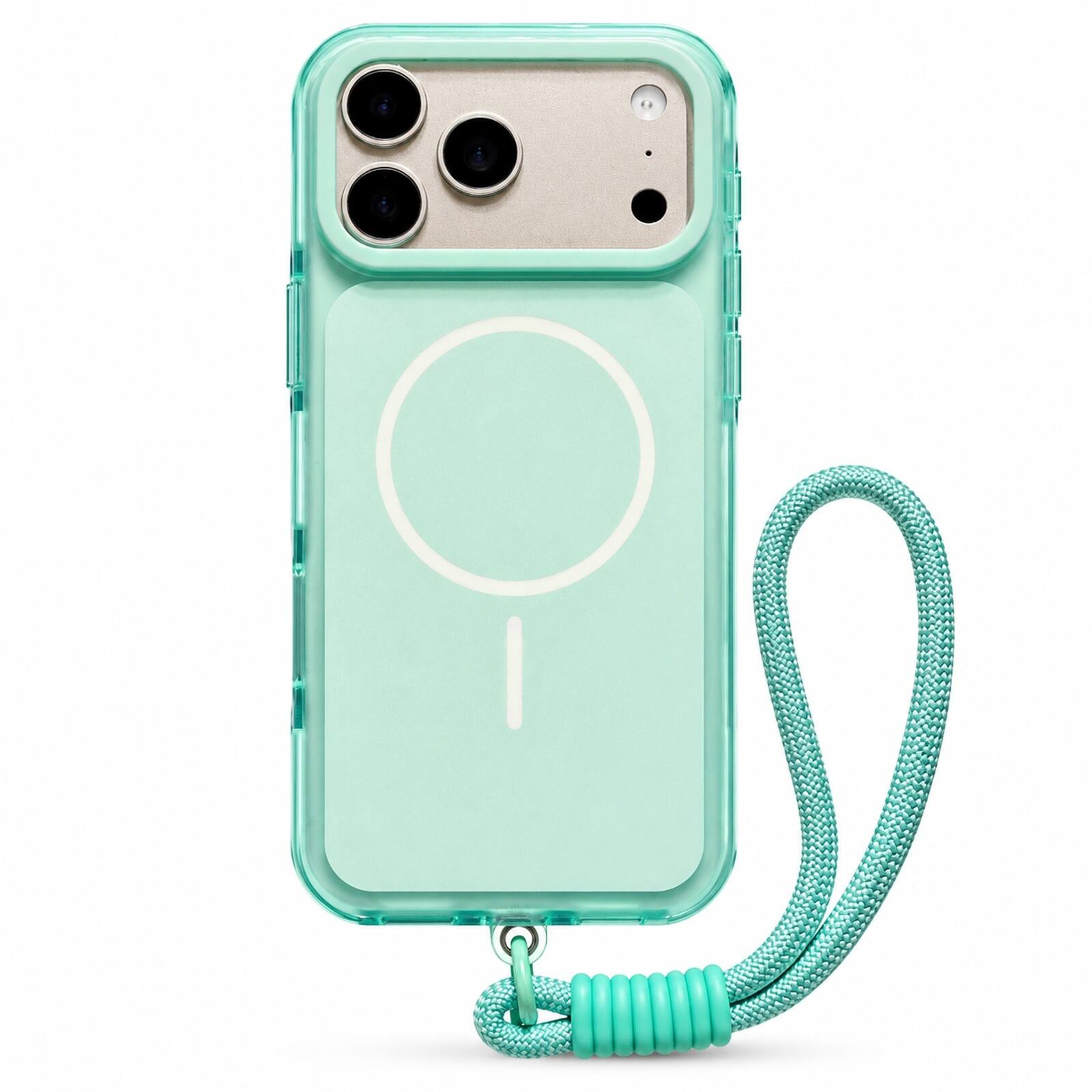 Alt View 3. Dteck - For Apple iPhone 17 Pro Max Magnetic Case Compatible With Magsafe Shockproof Rugged PC Cover With Wrist Strap - Mint.
