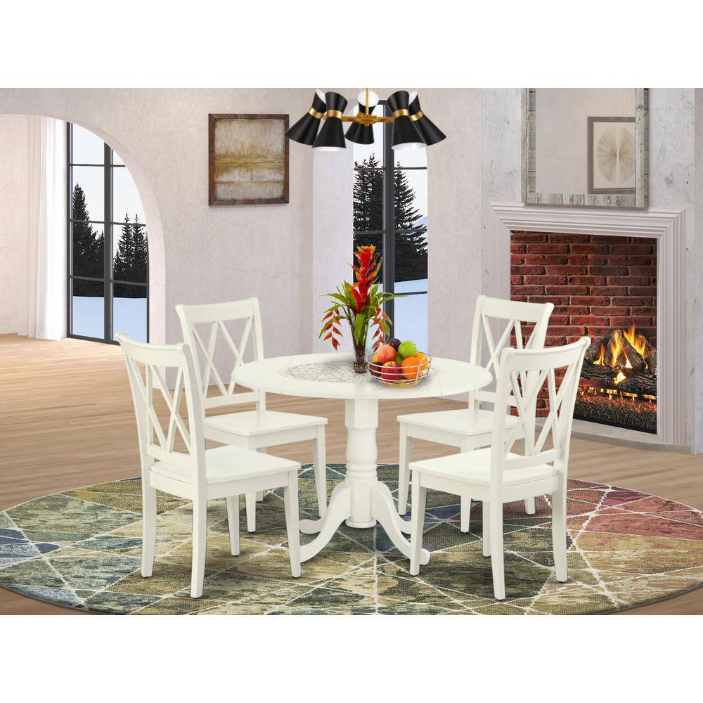Left. East West Furniture - Dining Room Set Linen White - Brown.
