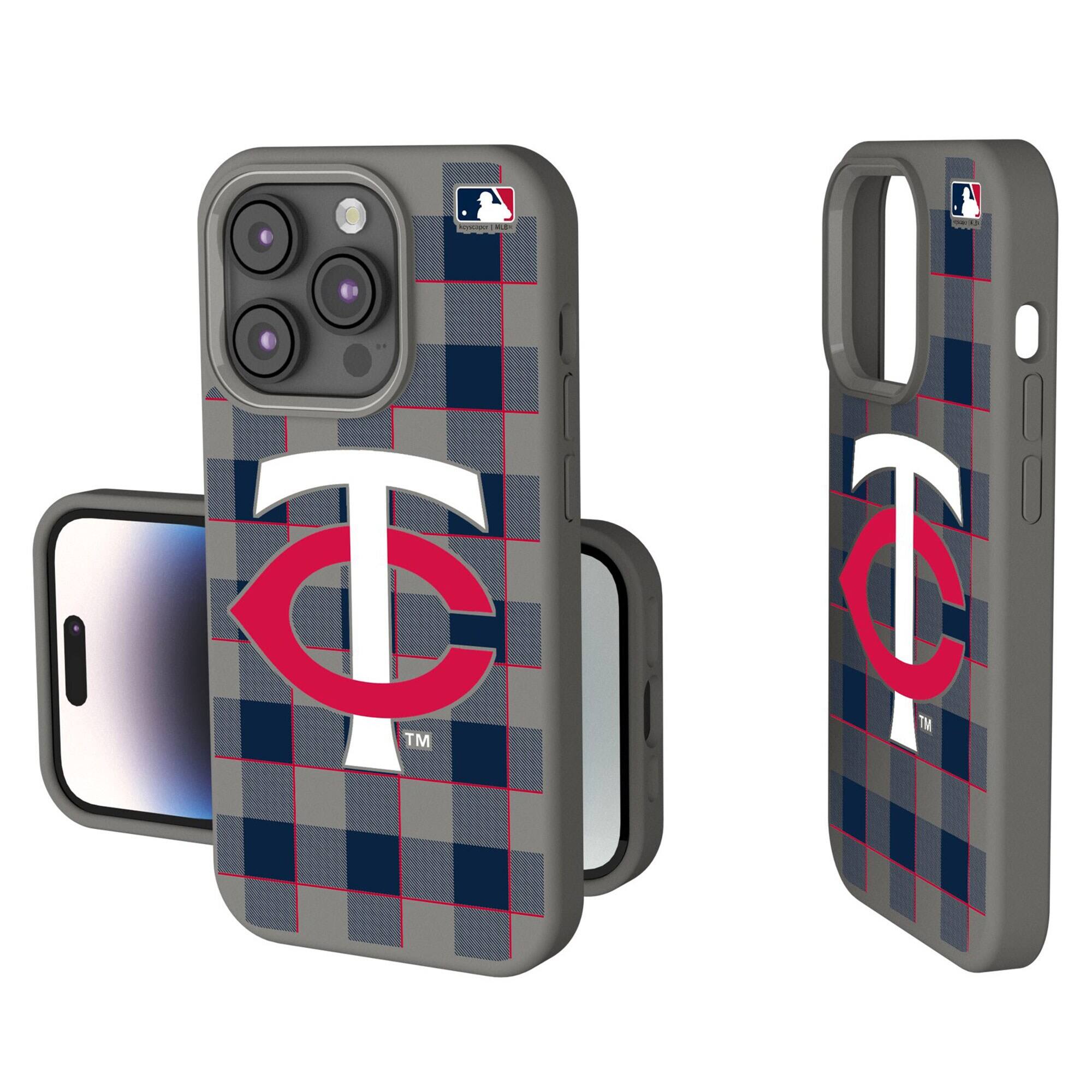Front. Keyscaper - Plaid Soft Touch iPhone Case - 14 - Gray.