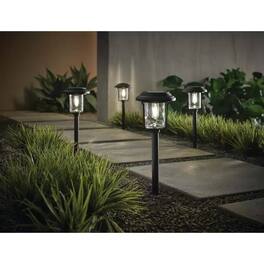 Hivvago - 4 Pack - Solar LED Light Set - Outdoor Path Lighting - Black