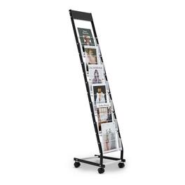 VEVOR - Brochure Display Rack, Narrow 6-Tier Magazine Literature Display Stand with Wheels, Metal Floor Standing Magazine Rack - Black