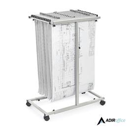 AdirOffice - Steel Portable Storage Hanging File Cart Mobile Blueprint Storage Vertical Plan Center - Gray