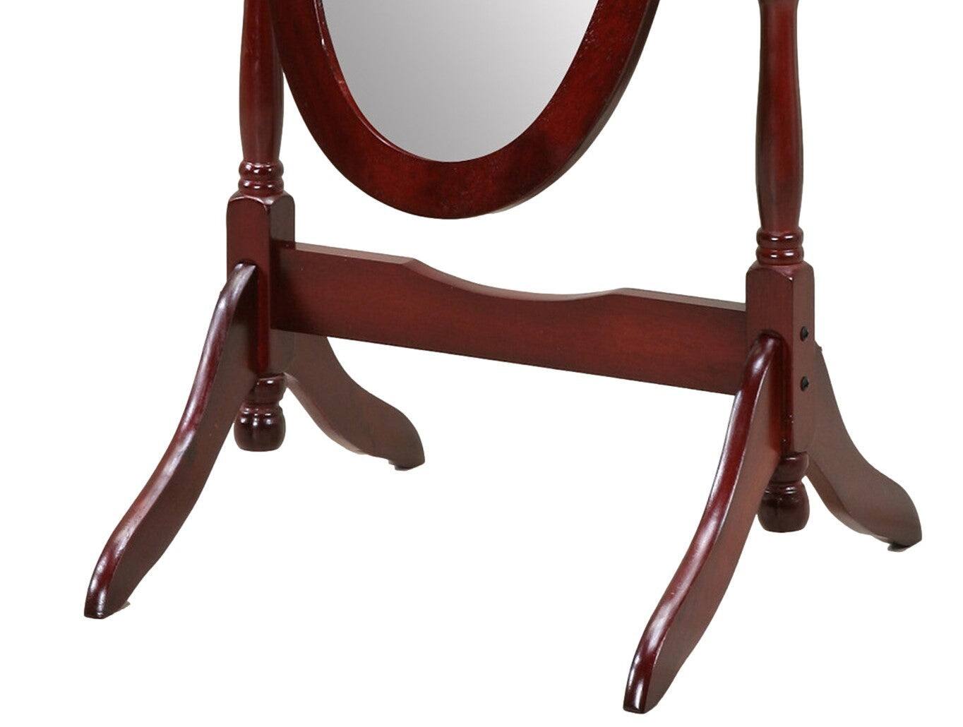 Alt View 1. BreeBe - Traditional Queen Anna Style Wood Floor Cheval Mirror, Cherry Finish - Cherry.