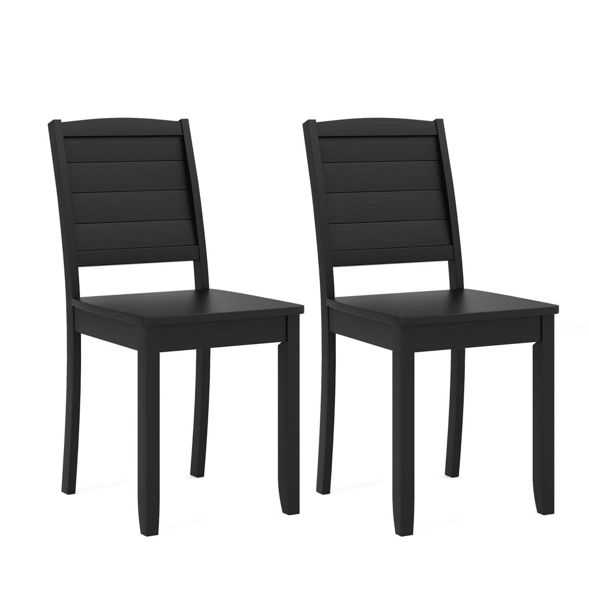 Costway - Armless Wood Dining Chair Set of 2 with Rubber Wood Legs Curved Backrest Kitchen - Black