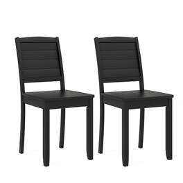 Costway - Armless Wood Dining Chair Set of 2 with Rubber Wood Legs Curved Backrest Kitchen - Black